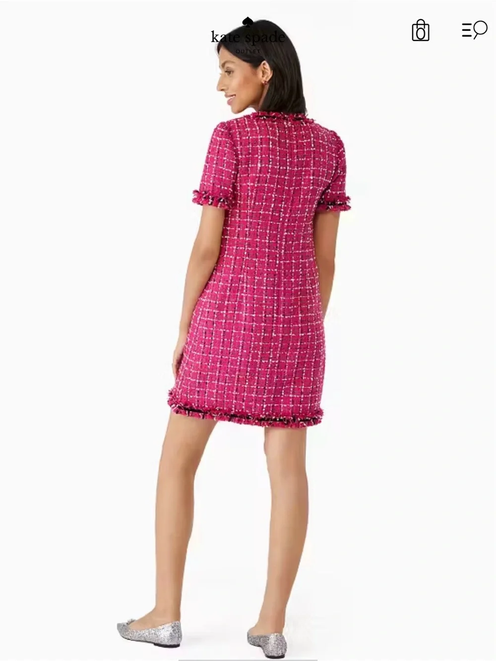 kate spade Festival Pink Tweed Mini Dress-Sz 2 - Picture 2 of 5
